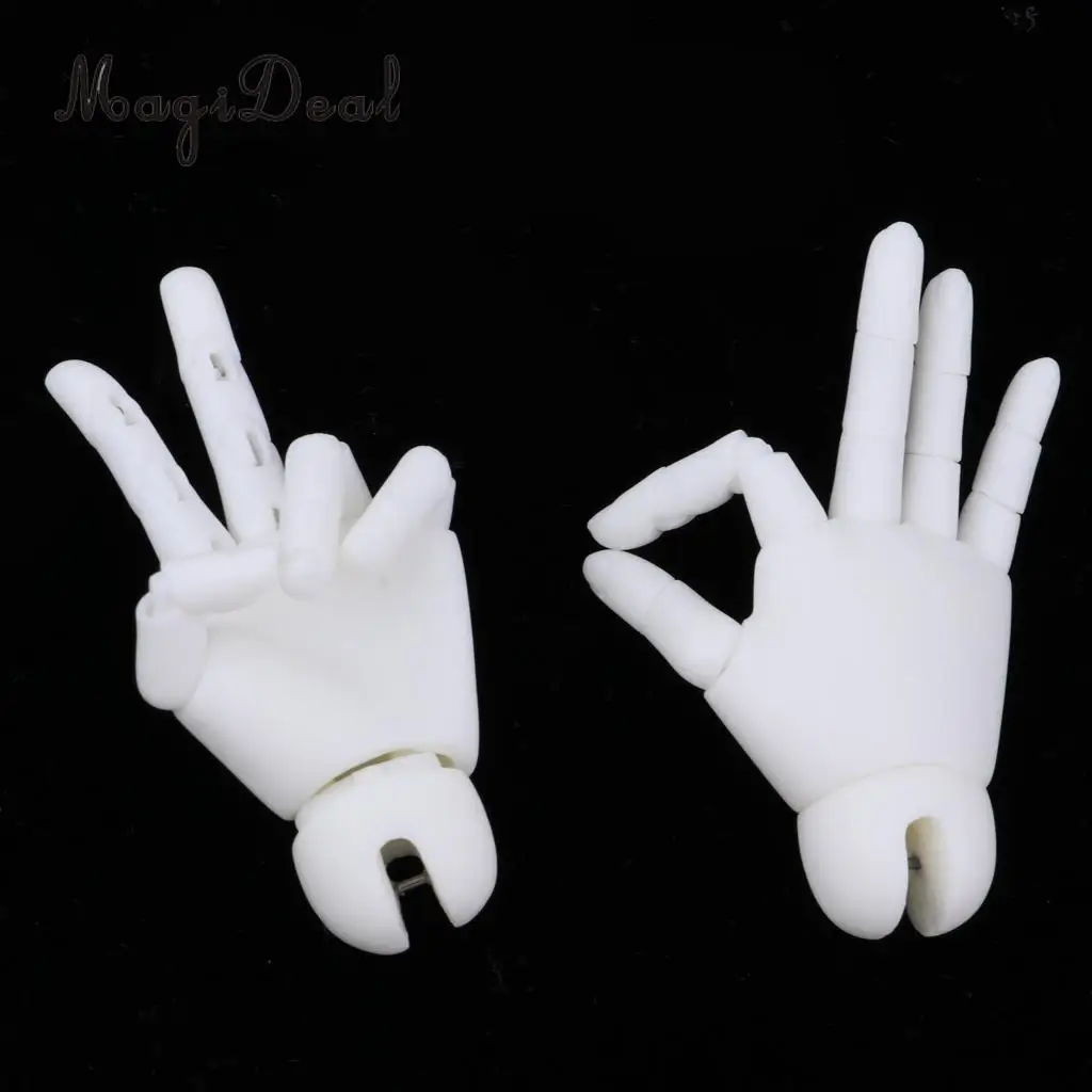 1/4 Resin Flexible Jointed Hands for BJD Dolls DIY Making Accessories White Skin