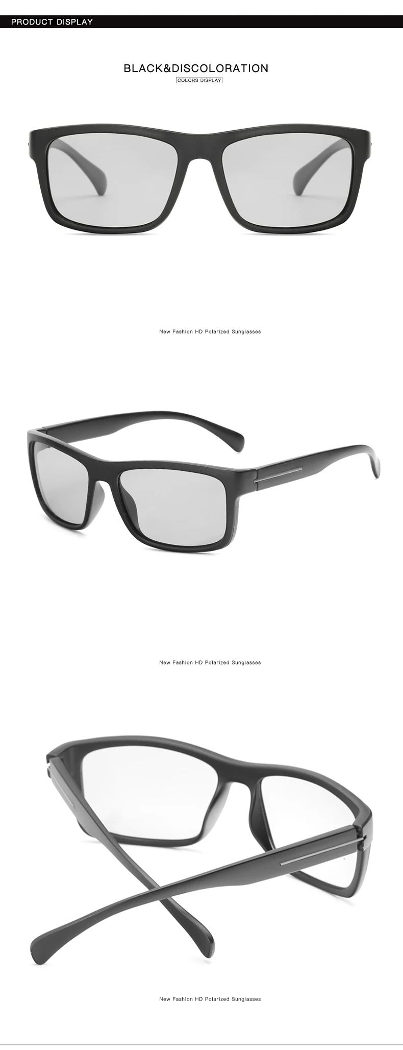 Новые мужские фотохромные солнцезащитные очки для вождения, мужские Поляризованные светящиеся солнечные очки хамелеон, квадратные солнцезащитные очки