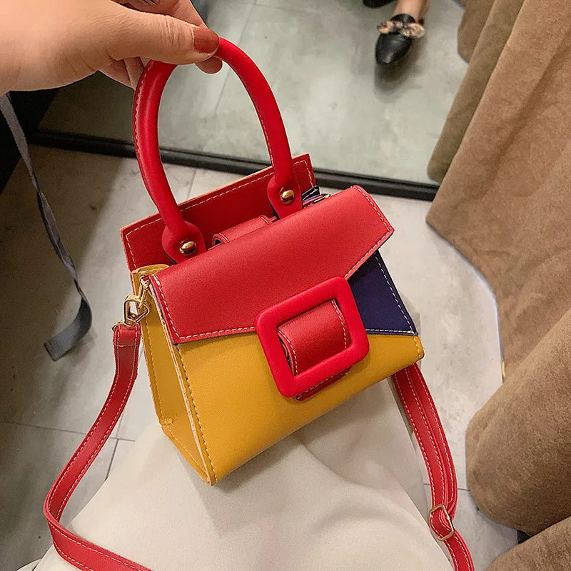 

Contrast Color Flap Purses Clutch Crossbody Small Leather Bags for Women Fashion Luxury Designer Square Handbags Shoulder Bag