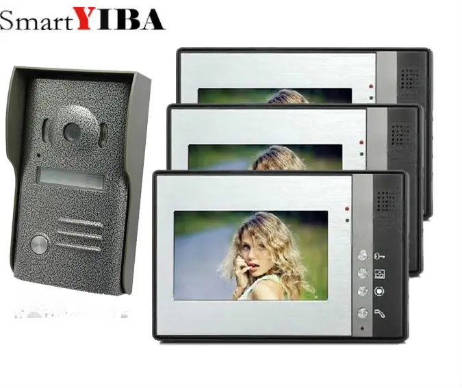

SmartYIBA 7 Inch LCD Video Door Phone Doorbell Video Intercom Kit 1-camera 1-monitor Night Vision with IR-CUT HD 700TVL Camera