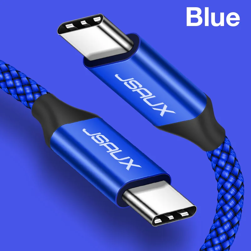 JSAUX 60 Вт USB C к usb type-C кабель PD QC 2,0/3,0 кабель для быстрой зарядки для Macbook samsung Google Pixel - Цвет: Blue