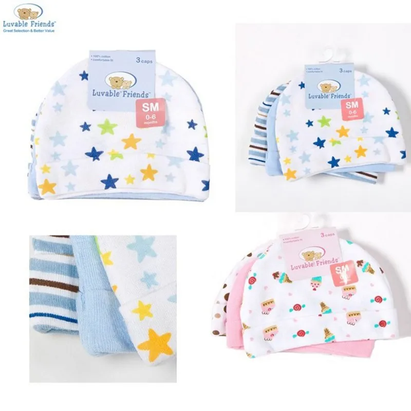 3PCSLOT Baby Caps Children Baby Hat Girls Boys Hats Cute Floral Newborn Photography Props Candy Color Beanies Accessories (3)