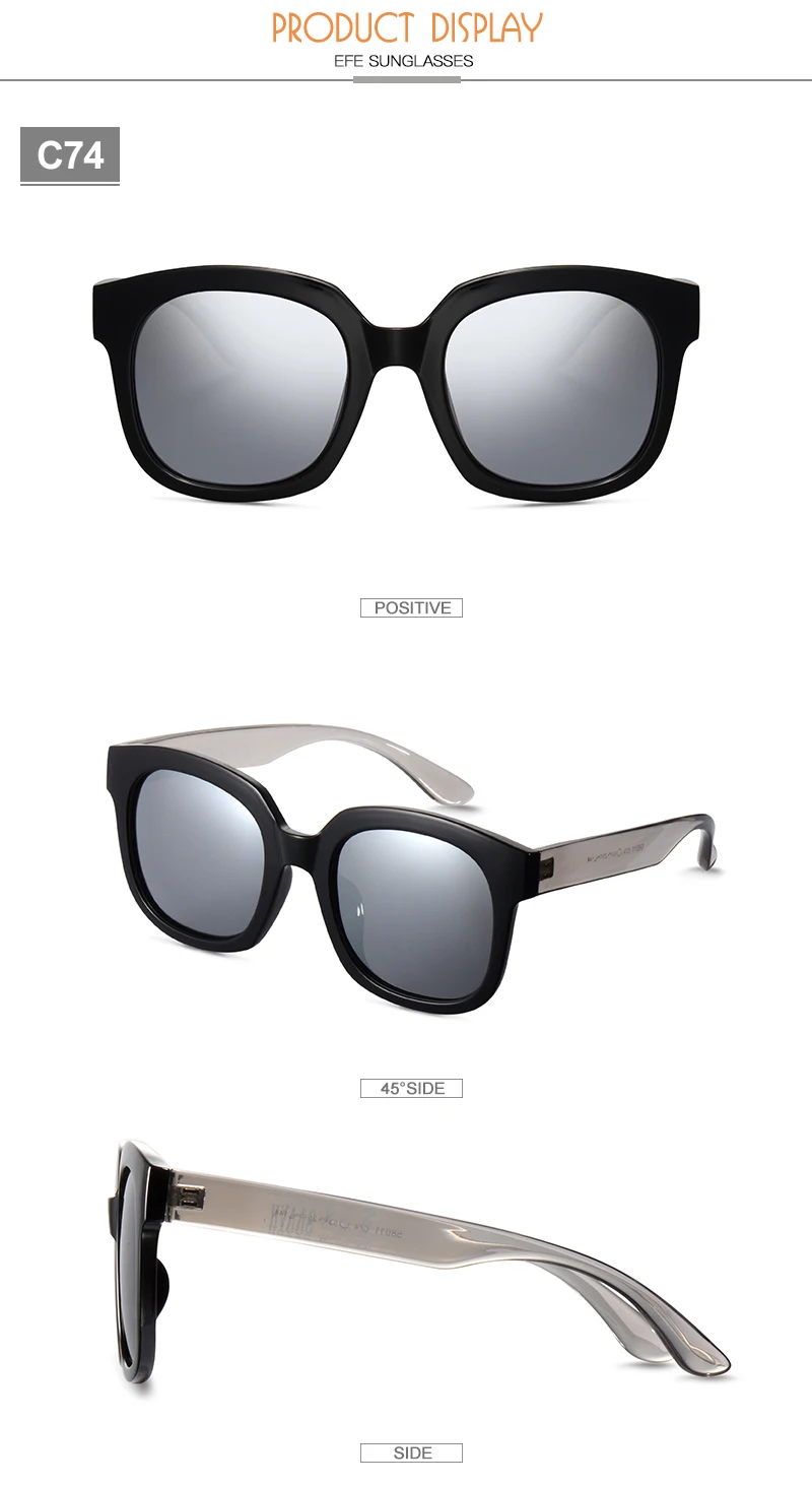 EFE брендовые поляризованные солнцезащитные очки для мужчин и женщин квадратная оправа солнцезащитные очки покрытие линзы женские мужские линзы De Sol Mujer