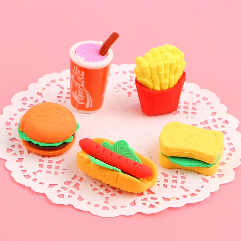 1 pcs Food eraser set for kid's love school eraser kawaii pencil eraser