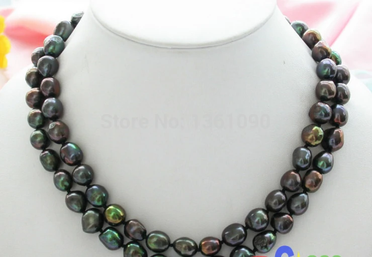 

00445 34" 11MM peacock black baroque FW PEARL necklace