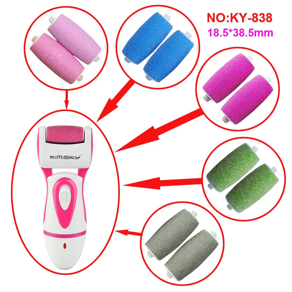 Cuidados com os Pés Removedor de Pedicure Arquivo de pé Removedor de Pele Pés + 5 Kimisky Vermelho Ferramenta Elétrica Recarregável Calo Pés Morta Rolo Cabeça 12 Instrumento cuidados c pés