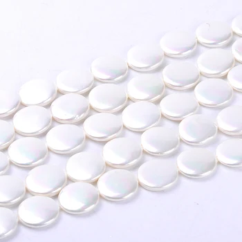 

1 strand/pack 9/13/20mm Fashion flat round Natural Shell Pearl Loose Spacer Beads DIY for Jewelry Craft necklace