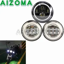 Motocicleta 4.5 “Luz de Nevoeiro LEVOU Holofotes Par 7” Ângulo Olho Daymaker OI/LO LEVOU Farol 1x Para kit de Iluminação Harley Chopper Bobber
