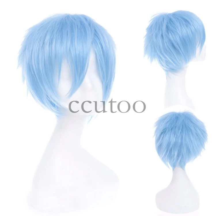 Ccutoo 30 см/1" Vocaloid Kaito темно-синего цвета с короткими аксессуар для волос пушистой цветок синтетический парик для студенческой вечеринки теплостойкое волокно - Цвет: T1/27