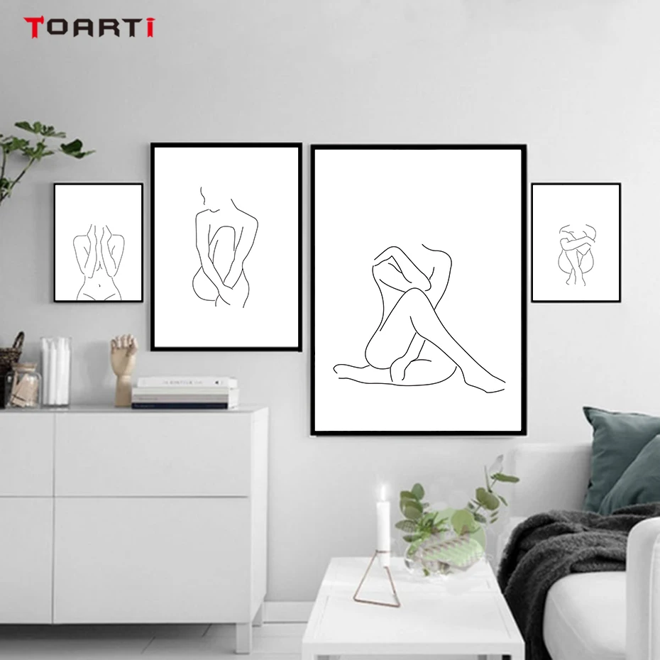 

Modular Sexy Nude Woman Canvas Painting Minimalist Line Drawing Wall Art Nordic Posters&Prints Bedroom Home Decoration Pictures