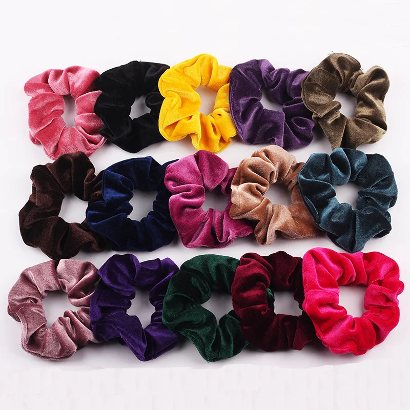 Beli 30 Warna Fashion Beludru Scrunchies Aksesoris Rambut untuk Wanita Elastis Rambut Band Girls Elegan Ekor Kuda Rambut Dasi