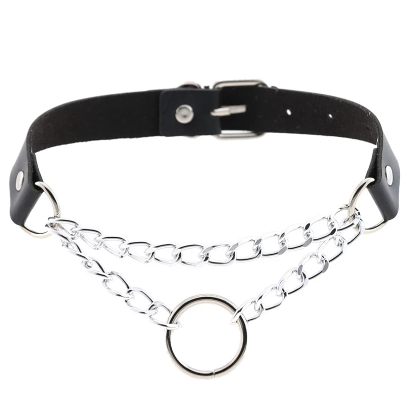 

Black Harajuku Punk Choker Necklace Goth Silver Color Chain Leather Choker Gothic Collar Women Choker Girls Dark Jewelry