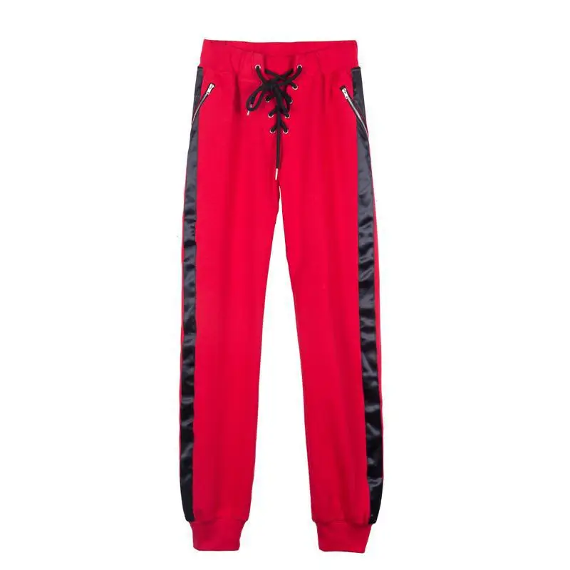 Women High Waist Hip Hop Pants Casual Carrot Pant Bandage Elastic Waist Bloomers Ladies Leisure Pantalettes Knickerbockers Red 0 (6)