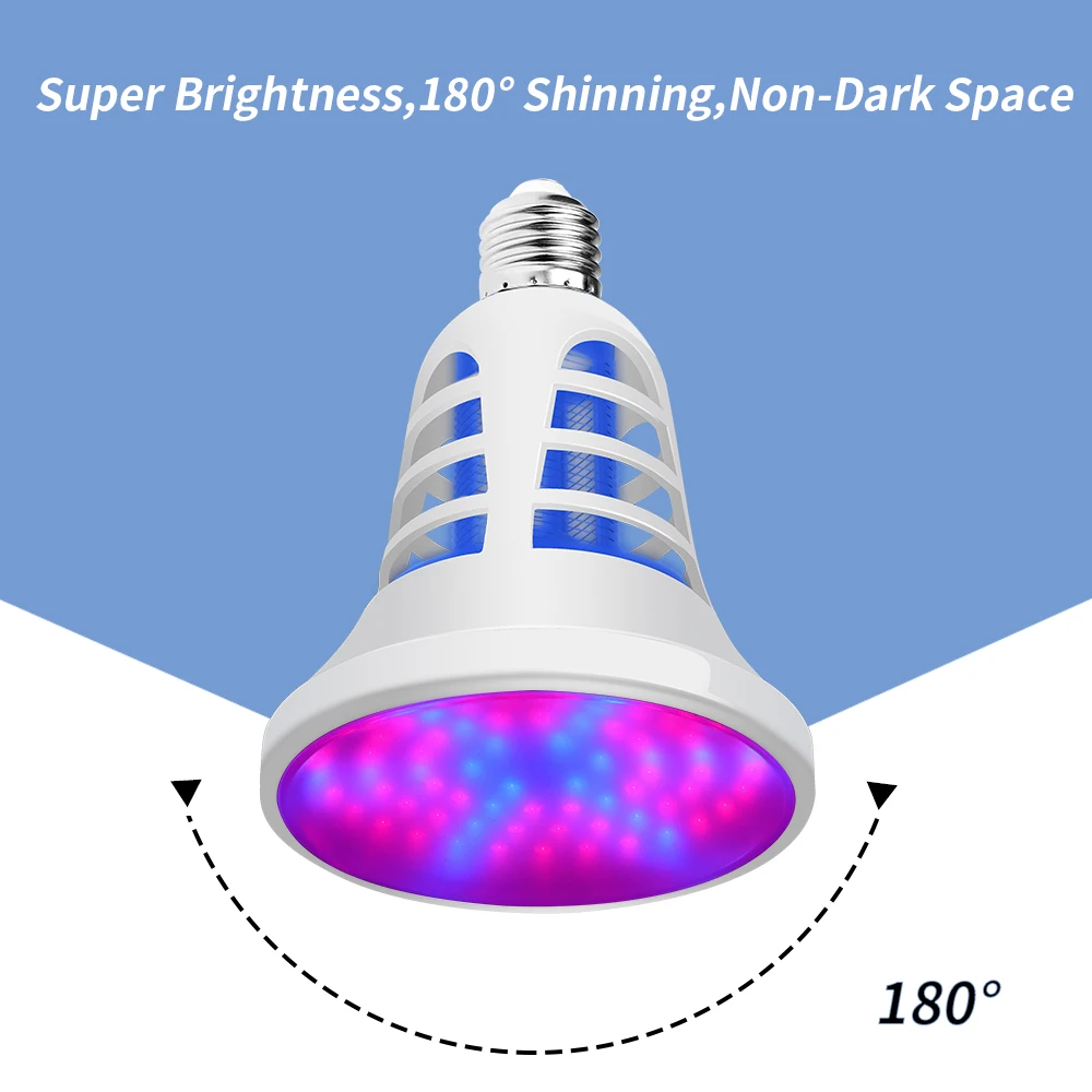 

E27 LED Grow Light Mosquito Killer Lamp 220V LED For Plants Elektrik Insect Killer Bulb USB 110V Indoor Grow Tent Bug Zapper 5V