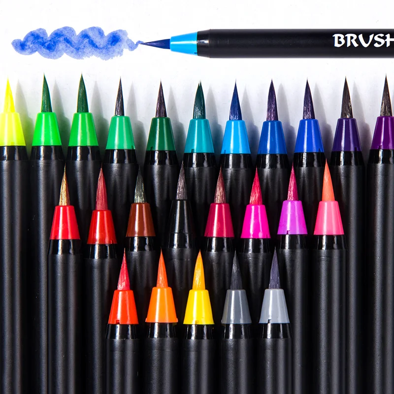 Skup 24 48 kolorów miękki pędzel do malowania zestaw długopisów komiks manga akwarela markery pióro kaligrafia szczotka materiały artystyczne