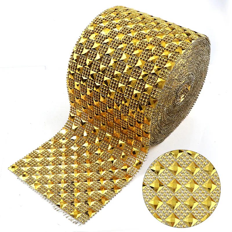 

1 Yard 12 Rows 10mm Square Gold Punk Style Rivet Mesh Trim ABS Plastic Sew On For DIY Craft Jewelry Decoration