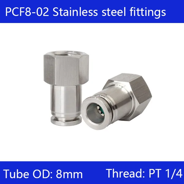 

Free shipping 10 pcs/lot 8mm to 1/4" PCF8-02,304 Stainless Steel Straight Female Connector
