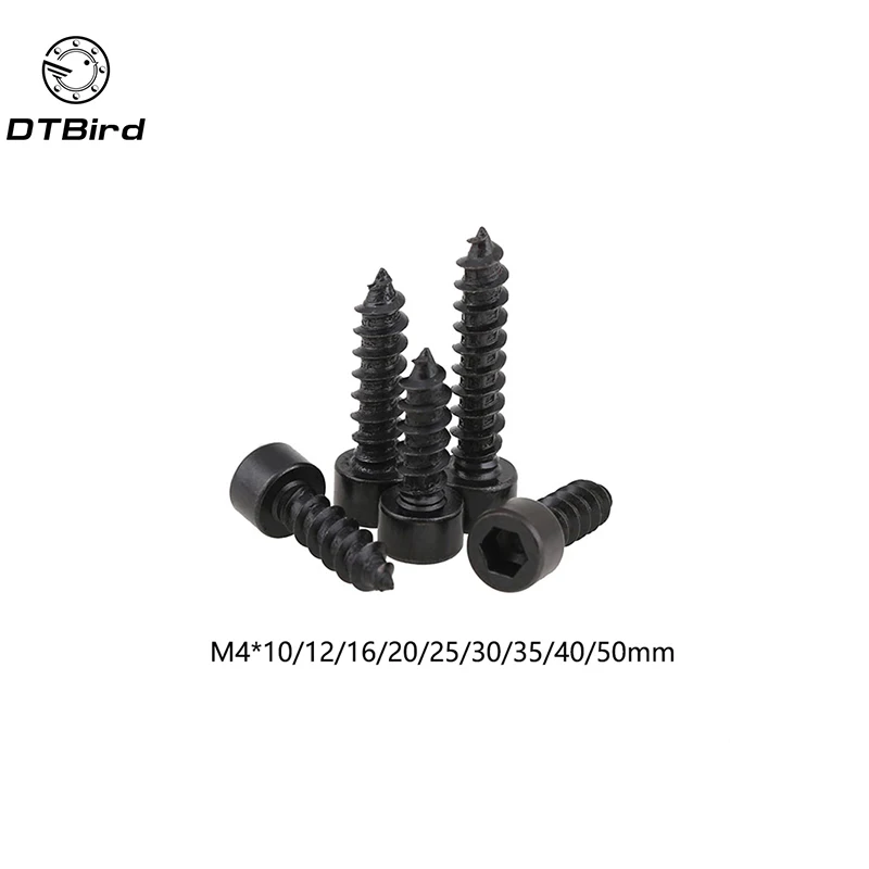 100pcs M4 Carbon Steel With Black Hexagon Socket Cap Head self tapping screw Model Screw M4*(10/12/16/20/25/30/35/40/50) mm 100pcs M4 Carbon Steel With Black Hexagon Socket Cap Head self tapping screw Model Screw M4*(10/12/16/20/25/30/35/40/50) mm