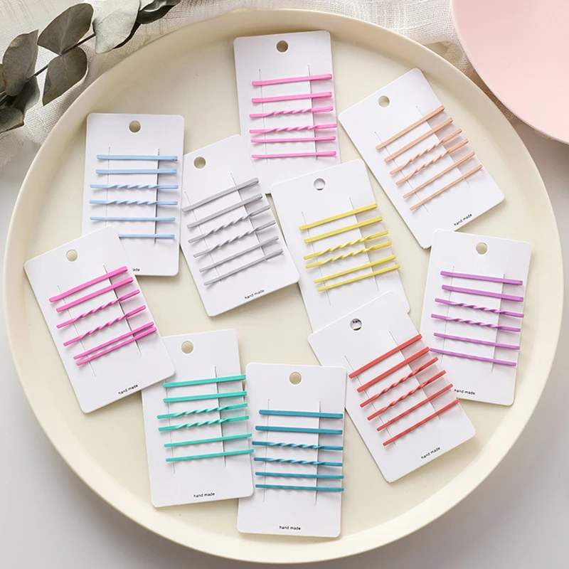 

6PCS Girl Candy Color Cartoon Hairpin Wave Barrette Spiral Side Clip Solid Hair Clips for Women Kids accessoire cheveux