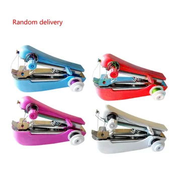 

pocket mini sewing machine household manual Mini Handheld Portable Clothes Fabrics Sewing pins needles tools Machine supplies