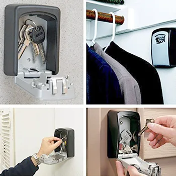 

Key Storage Lock Box Wall Mount Holder 4 Digit Combination Safe Outdoor Security HJ55