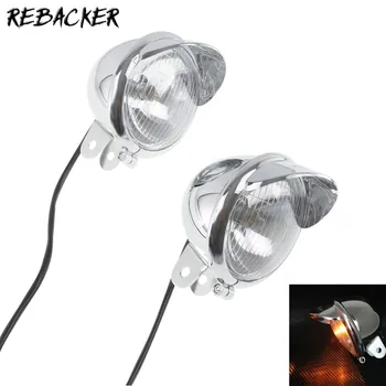 

Motorcycle Headlight Fog Light Front Passing Cafe Racer Lamp Chrome DC12V For Universal Motorcycles 1 Pair
