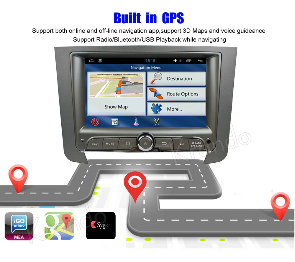 Krando Android car radio gps  for Rexton 2014+ navigation multimedia system (5)