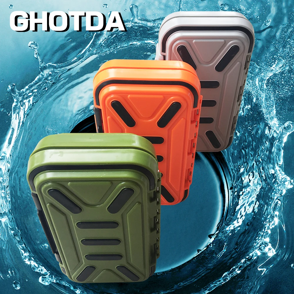 

GHOTDA Plastic Fishing Tackle Box Square Double Lay Fish Hook Lures Storage Case Mini Carp Fishing Tackle Boxes Accessories