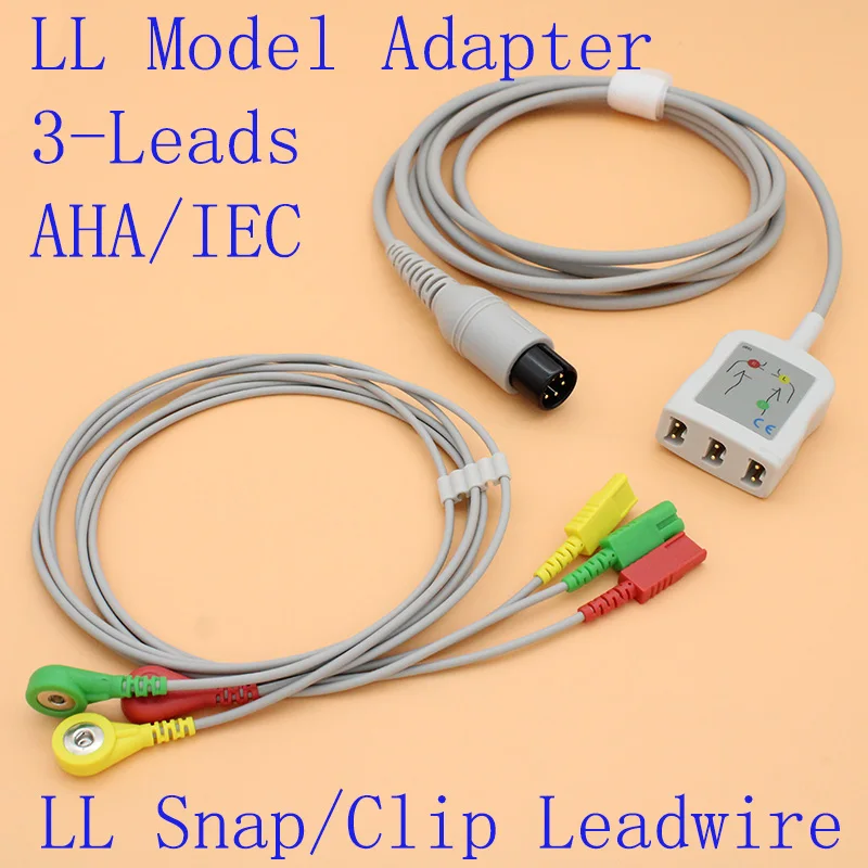 

6P to LL yoke 3 leads ECG EKG trunk cable and leadwire,LL AHA/IEC adapter for Mindray/Goldway/GE/Nellcor/HP/Biolight monitor.
