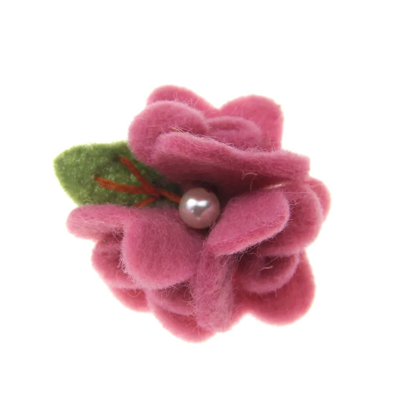 5 шт. шерсть фетр жемчужный цветок DIY Детская повязка на голову модные украшения аксессуары для волос ручной работы - Цвет: Hot pink