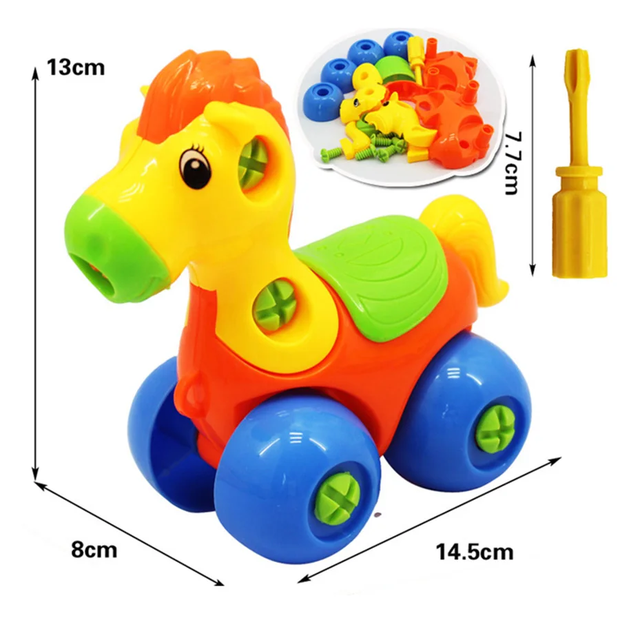 DIY разборка сборочные игрушки для детей лошадь/Слон/Черепаха головоломки завинчивающиеся блоки Brinquedos Для ребенка раннего обучения