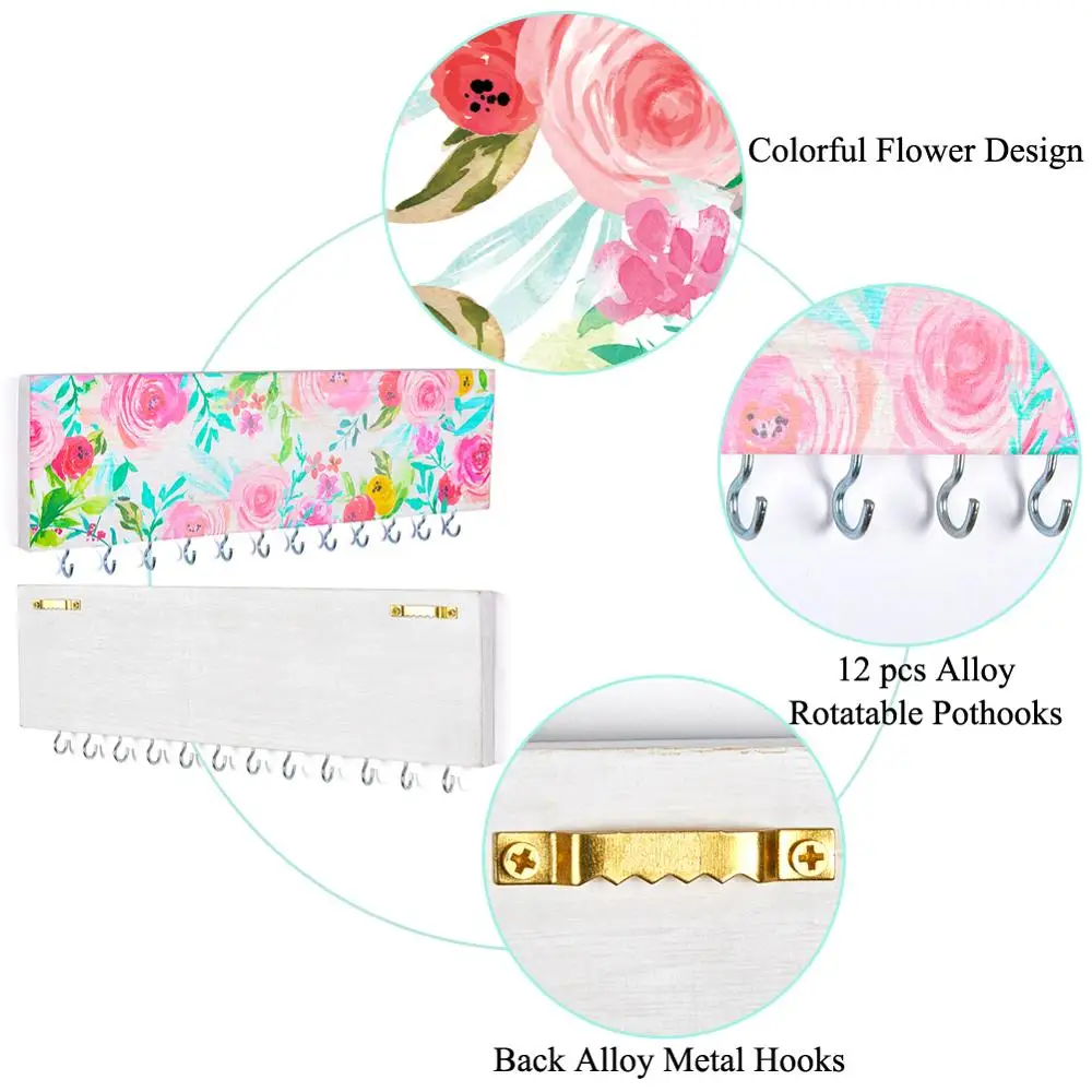 12 Hooks Unicorn Wood Decorative Wall Hooks For Hanger Wooden Storage Rack Organizer For Baby Clothes Toys  Kids Room Home Decor