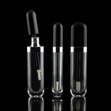 Empty 8ml Lipstick Tube Lip Gloss Container Tube Brush Black Cap Plastic Small Lip Balm Tube Refillable Pot F20171026