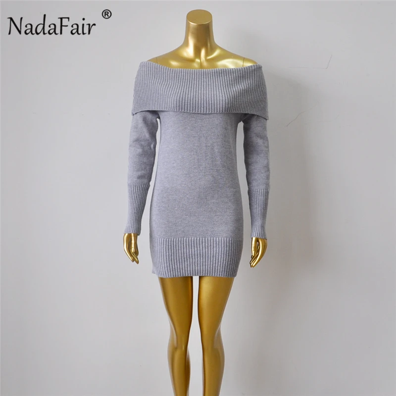 Nadafair Autumn Winter Long Sweater Women Off Shoulder Bodycon Pullover Sweaters Slash Neck Wrap Knitted Sweater Vestidos Female Nadafair Autumn Winter Long Sweater Women Off Shoulder Bodycon Pullover Sweaters Slash Neck Wrap Knitted Sweater Vestidos Female