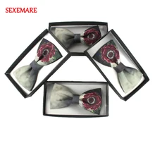 Цветок печати галстук для мужчин s женщин Мода Свадебное торжество деловая встреча жениха Лучшие Мужчины цветок Печать галстук-бабочка с подарочной коробкой