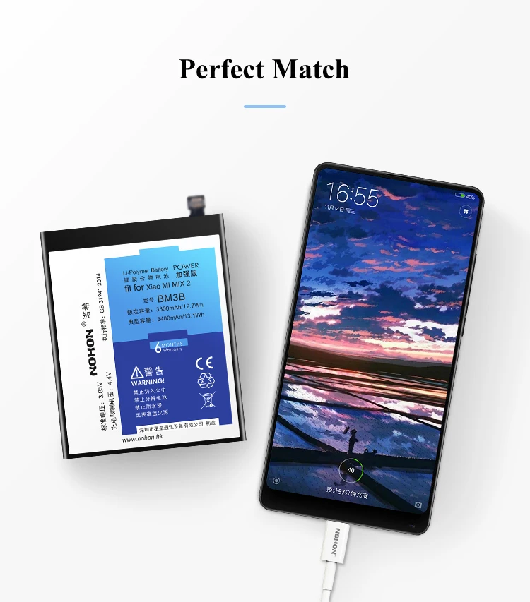 Nohon Battery For BM3B Xiaomi Mi Mix 2 High Capacity 3300mAh~3400mAh Phone Li-polymer Bateria +Free Tools For Mi Mix 2 Mix2 Battery Details (06)