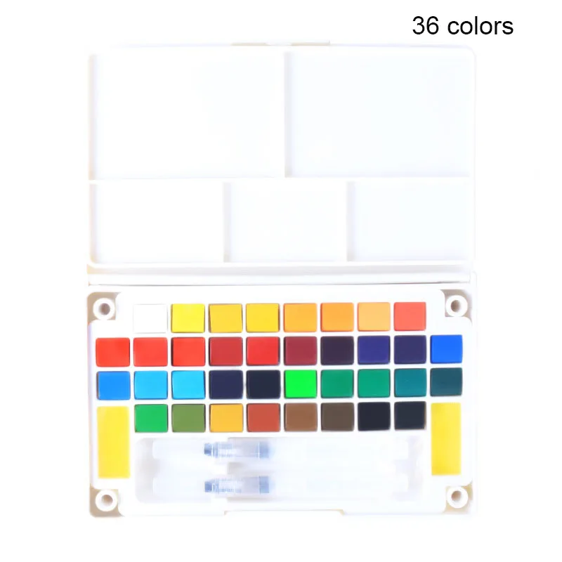 36 colors Acuarelas Профессиональные портативные твердый пигмент акварельные краски в наборе с водной цветной кисточкой ручка для окрашивания Aquarel товары для рукоделия - Цвет: 36 colors