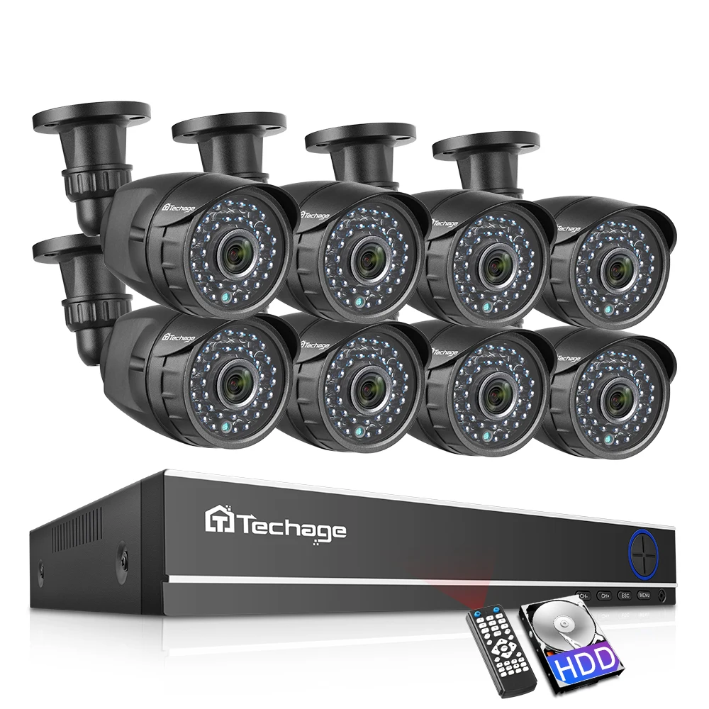  Techage 8CH 1080P HDMI AHD DVR Kit CCTV Security System 2MP HD IR Night Vision Outdoor Camera Video - 32969659822