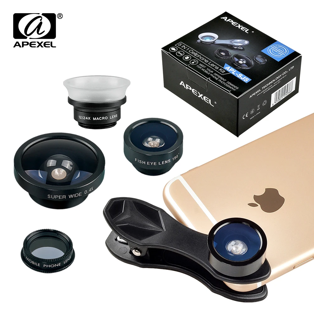 imágenes para APEXEL teléfono lente Ojo de Pez + Gran Angular + Macro + filtro CPL Lente de la cámara para el iphone 7/7 plus/6 S Plus Android IOS Teléfonos Inteligentes 5en1 SJ5 imágenes para APEXEL teléfono lente Ojo de Pez + Gran Angular + Macro + filtro CPL Lente de la cámara para el iphone 7/7 plus/6 S Plus Android IOS Teléfonos Inteligentes 5en1 SJ5