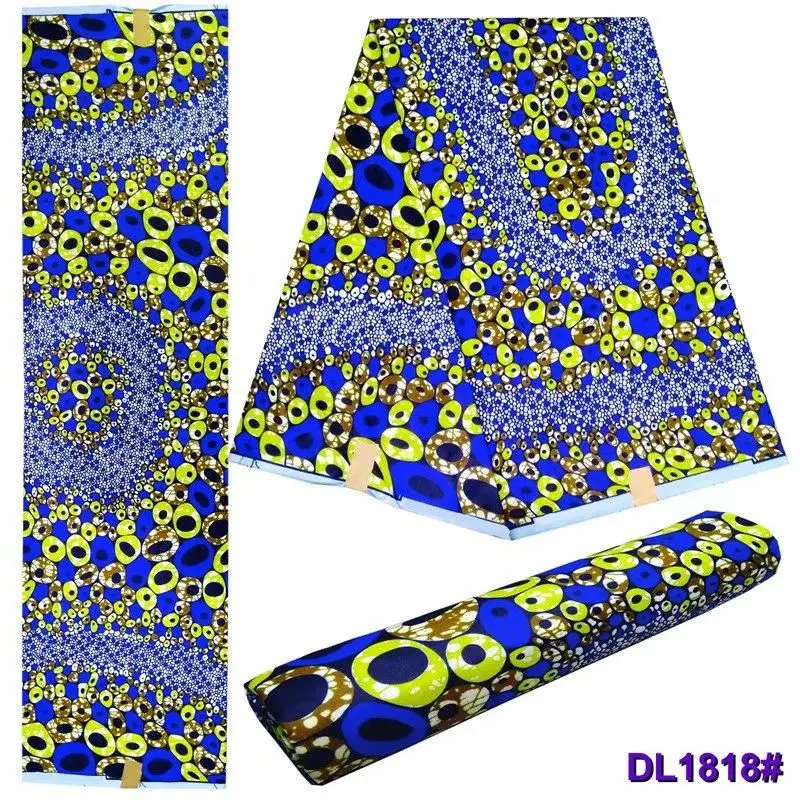 

6 Yards/pc Nice looking blue hollandais batik wax and dot printed pattern african cotton fabric for clothes LB30