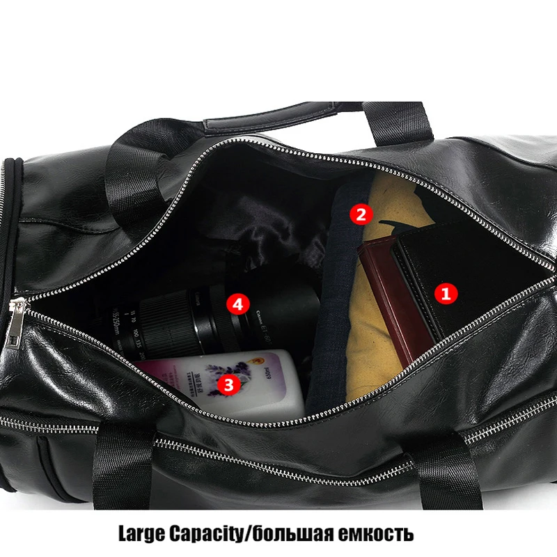 Top Quality PU Mixed Color Sports Gym Bag For Men Women with Independent shoes Travel Yoga Handbag Training Fitness Shoulder Bag