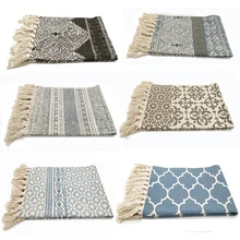 Тканые хлопчатобумажные коврики ручной работы машинная стирка прочный коврик черный полосатый геометрический ковер для гостиной спальни напольный коврик