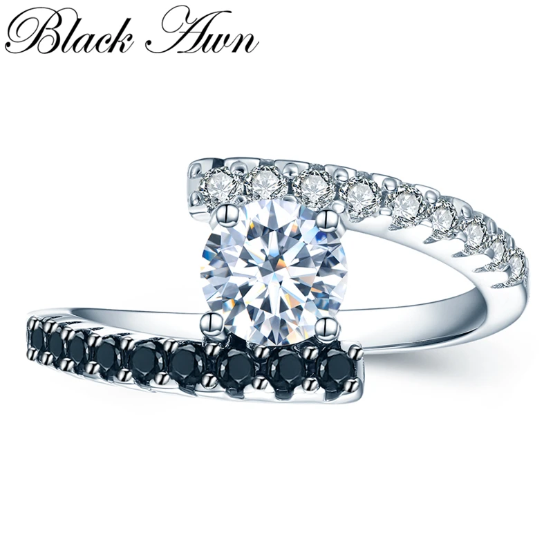 [BLACK AWN] чистый 925 пробы серебряные ювелирные изделия Модные свадебные кольца для женщин Femme Bijoux Bague C011