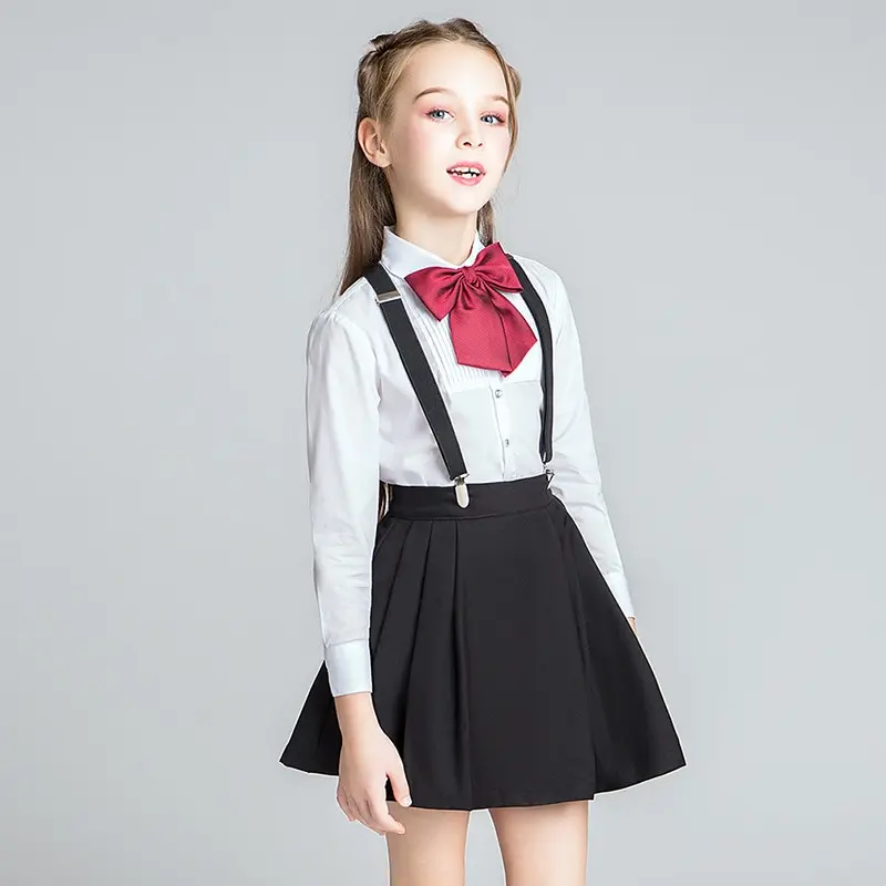 Школьная форма для девочек комплект одежды белые рубашки мини Vestido Chorus Stage Одежда для девочек 4, 6, 8, 10, 12, 14, 16 лет RKS185002