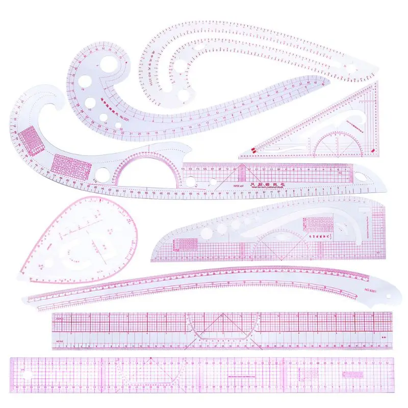 

9Pcs/set Sewing French Curve Ruler Measure Dressmaking Tailor Drawing Template Craft Tool