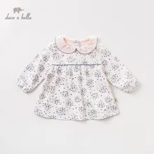 DBQ11289 dave bella/Осенняя розовая рубашка с принтом для маленьких девочек; пуловер; топ для малышей; Детские футболки с длинными рукавами; одежда из хлопка
