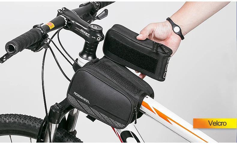 Roswheel 5,7 ''черная велосипедная Передняя труба сумка горный велосипед чехол для телефона Сумка велосипедная двойная корзина сумка