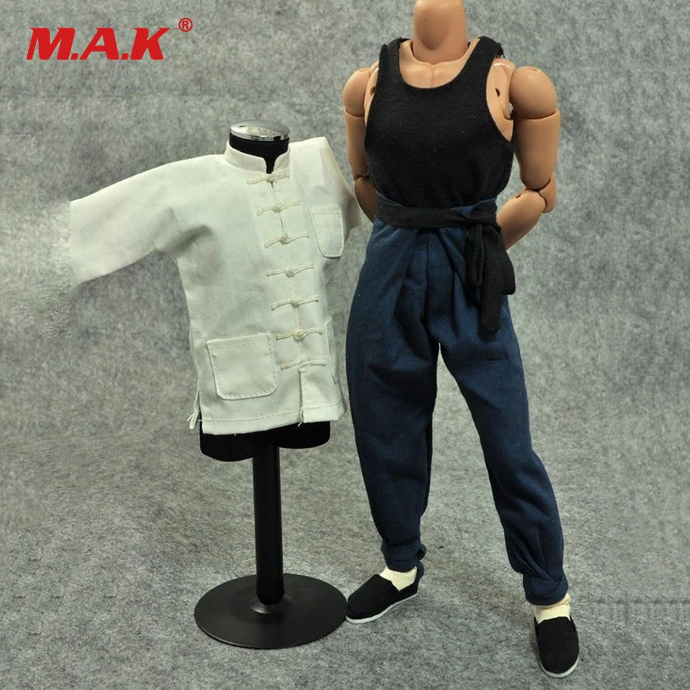

1: 6 Scale Kung Fu Suit White Costume+Blue Pants For 12" Action Figure Toys Accessories