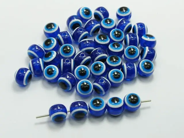 

200pcs Royal Blue Acrylic Eye Ball Round Beads 8mm (0.31") Decorative diy jewely Accessories Resin bead