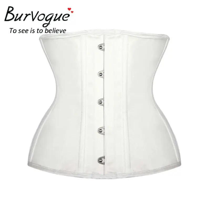 Burvogue, женские сексуальные корсеты и бюстье, талия, Cincher, 12 стальных костей, корсеты для похудения, под грудью, атласные, талии, тренировочные корсеты - Цвет: Beige